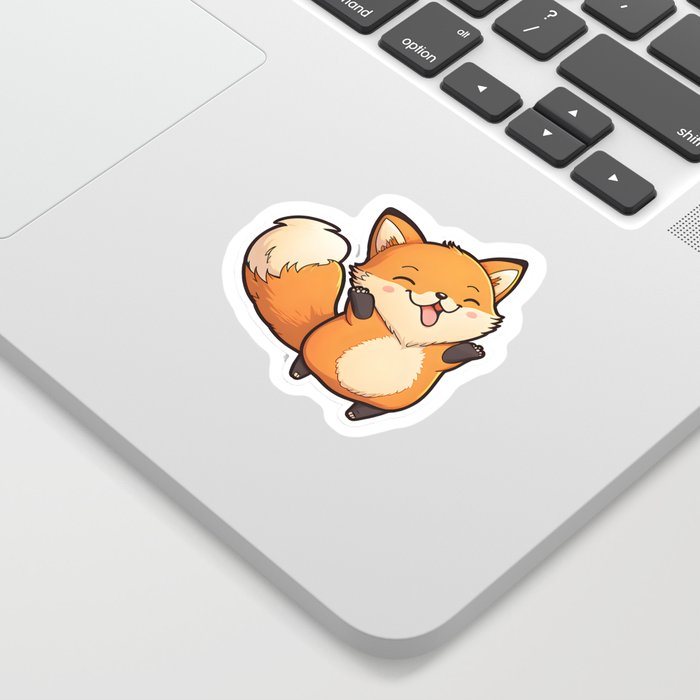 Kawaii Cute Red Fox Smiling and Playing Sticker