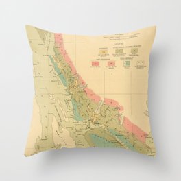 Vintage Geological Map of Juneau Alaska (1912) Throw Pillow