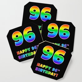 [ Thumbnail: HAPPY 96TH BIRTHDAY - Multicolored Rainbow Spectrum Gradient Coaster ]