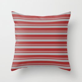 [ Thumbnail: Dark Gray and Brown Colored Pattern of Stripes Throw Pillow ]
