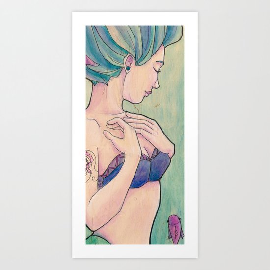 Tattooed Mermaid 10 Art Print