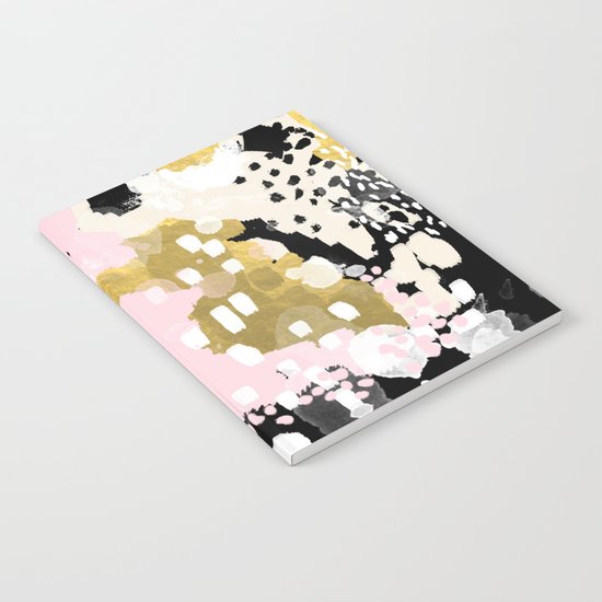 Simone - abstract painting gold foil trendy hipster pastel pink modern trendy colors decor college Notebook