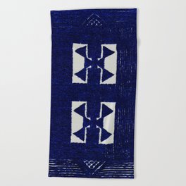 Blue Indigo Bohemian Traditional Berber Moroccan Handmade Fabric Style Beach Towel