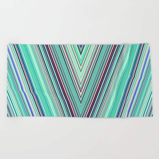 Diagonal summer stripes Beach Towel