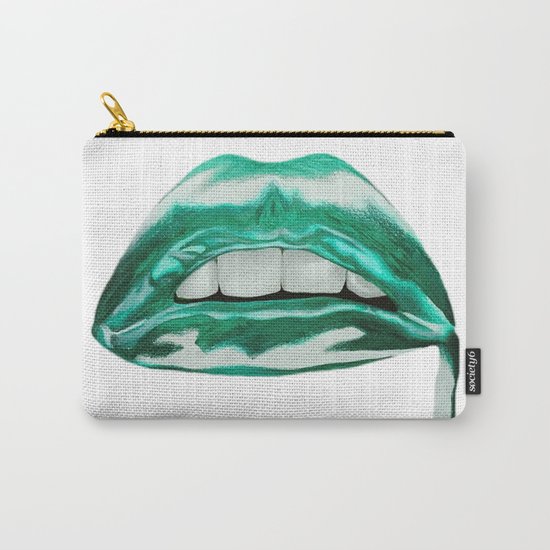 Teal Lips Carry-All Pouch