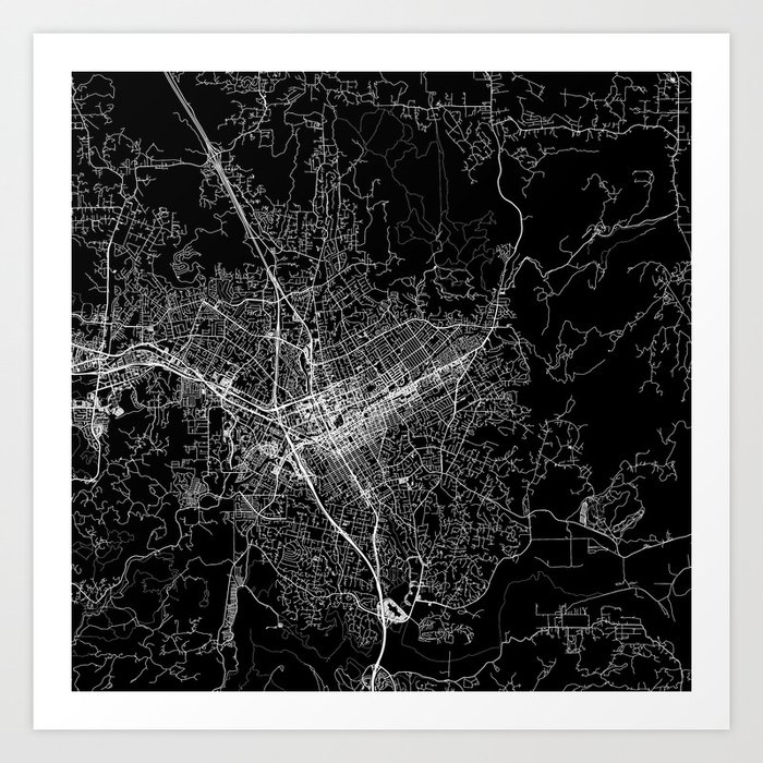 Escondido Black&White City Map Art Print