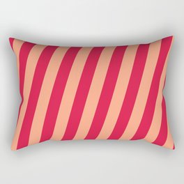 [ Thumbnail: Crimson and Light Salmon Colored Lines Pattern Rectangular Pillow ]
