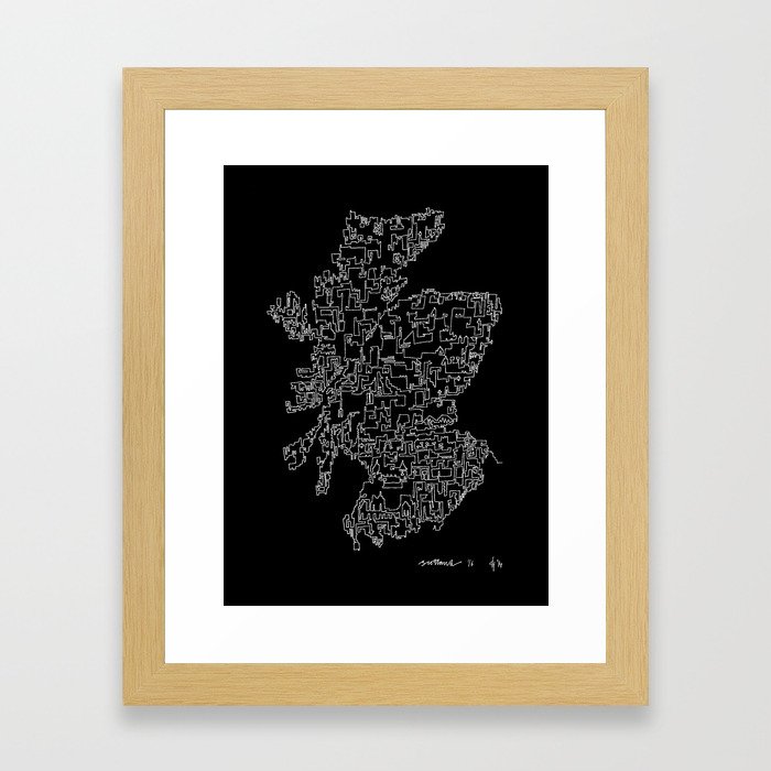 Scotland in one continuous line Framed Art Print