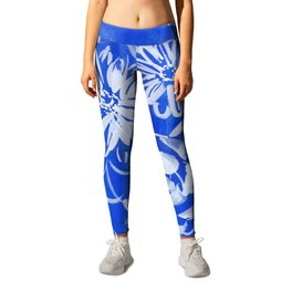 blue and white: flowers N.o 1 Leggings | Ink, Sunflower, Abstract, Minimalism, Pop Art, 3D, Vintage, Watercolor, Pattern, Peony 
