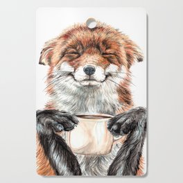 " Morning fox " Red fox with her morning coffee Cutting Board