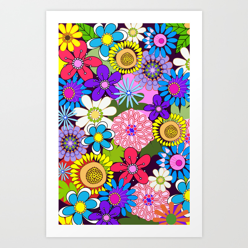 Cute Colourful Flowers Art Print by thea walstra | Society6