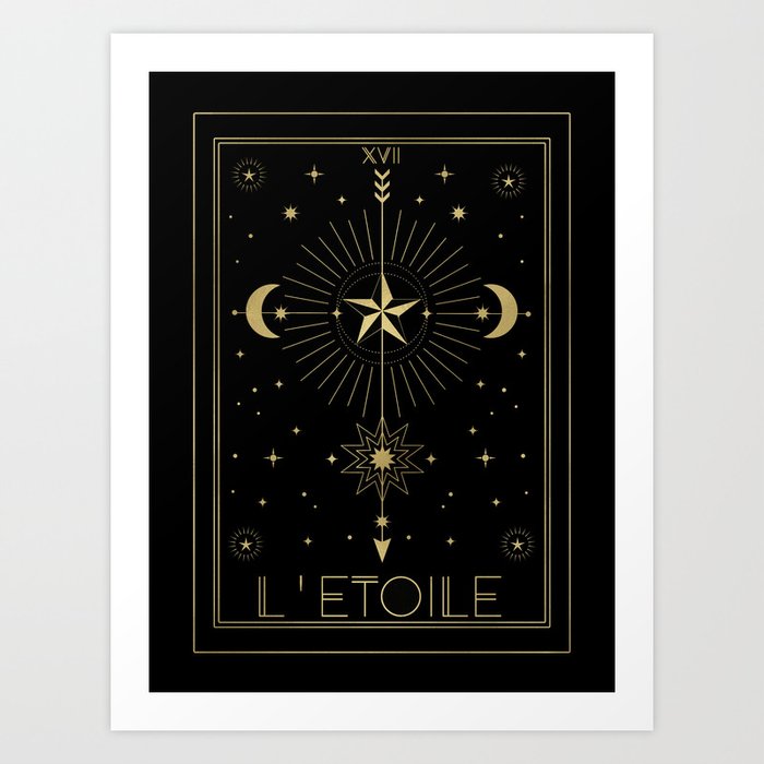 L'Etoile or The Star Tarot Gold Kunstdrucke | Graphic-design, Digital, Tarot, Tarot-deck, Magisch, Stern, Zukunft, Hexe, Cafelab, Anartaday