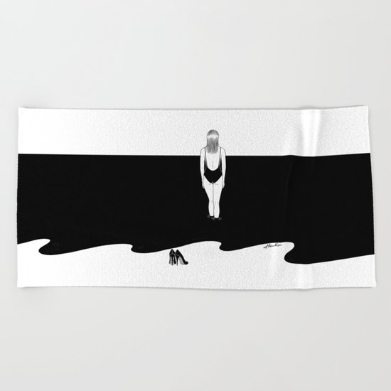 Back to Black Beach Towel