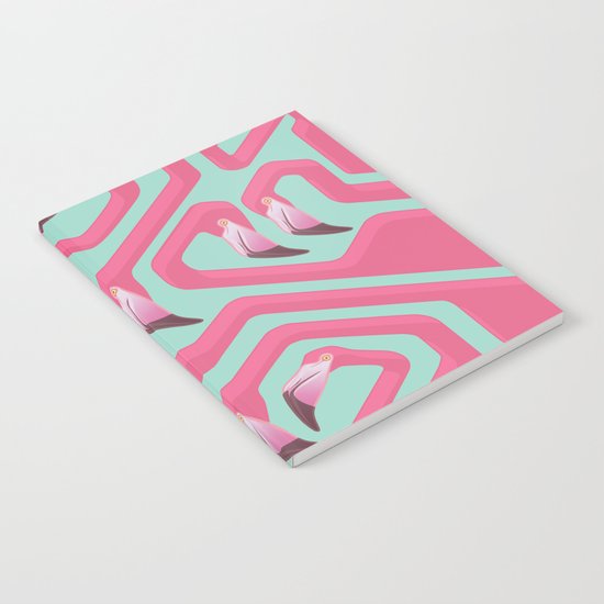 Flamingo Maze on beach glass background. Notebook