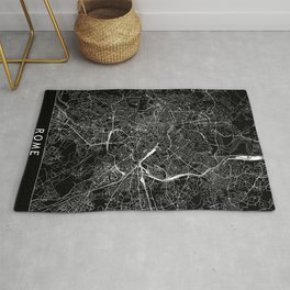 Rome Black Map Rug | Road, Black and White, Rome, Romemap, Architecture, Street, Simple, Design, Plan, Digital 