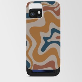 Liquid Swirl Retro Abstract Pattern Blue Ochre Rust Taupe iPhone Card Case