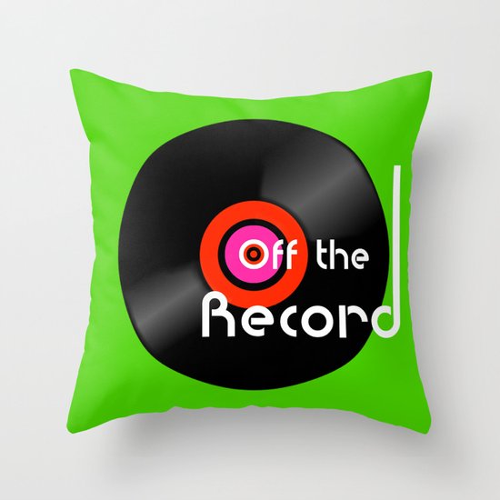 Off The Record - Black Throw Pillow
