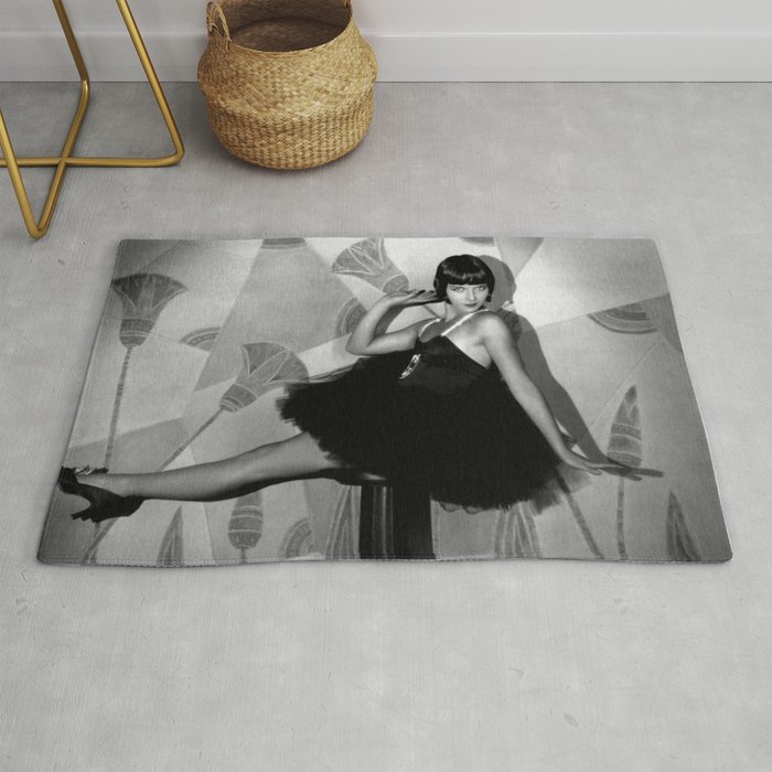Louise Brooks, Silent Film Hollywood Star, 1927 Jazz Age Flapper black and white photography - photographs wall decor Rug