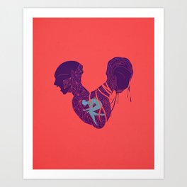 Heart Duality - abstract surrealist contemporary art Art Print
