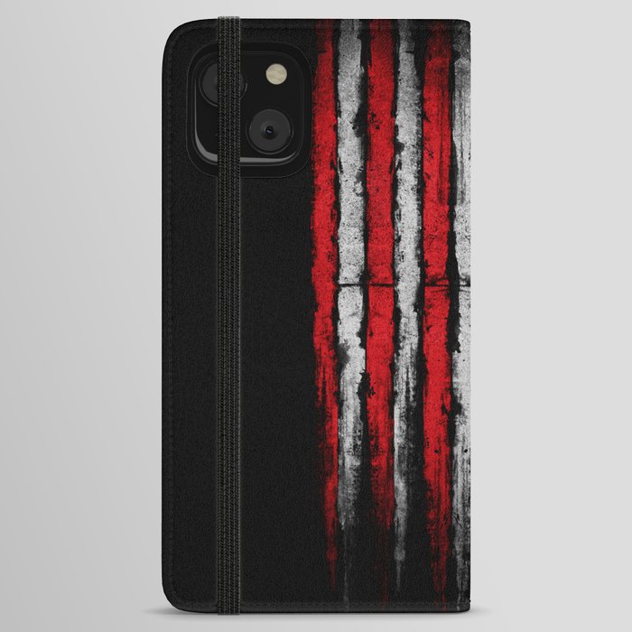 Red & white Grunge American flag iPhone Wallet Case
