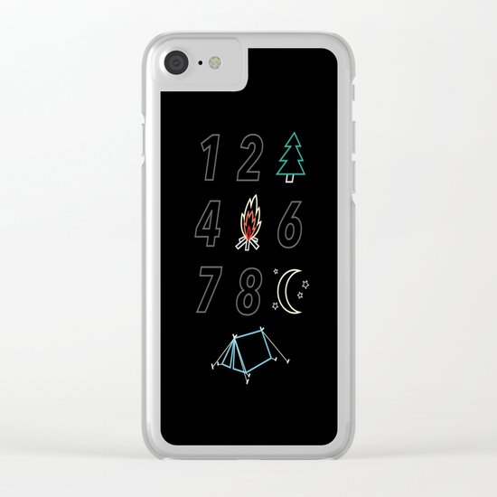 1 2 tree 4 fire 6 7 8 night tent Clear iPhone Case
