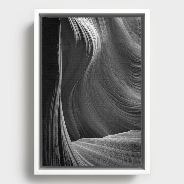 Elegance Black & White Antelope Canyon Arizona Landscape Framed Canvas