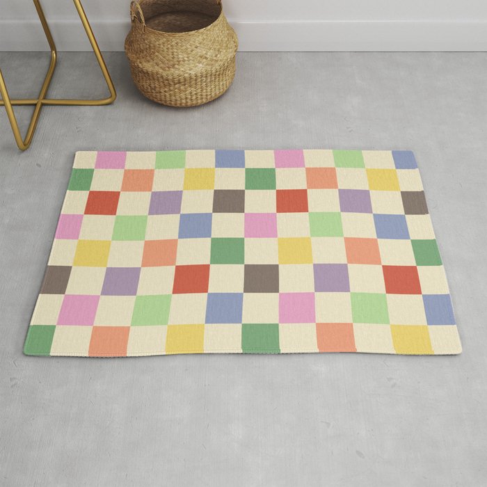Colorful Checkered Pattern Rug