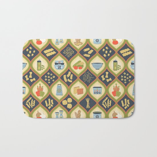 Pasta Fun Pattern Bath Mat