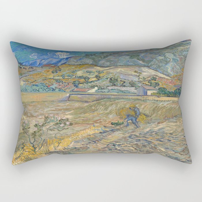 Vincent van Gogh , Enclosed Field with Peasant Rectangular Pillow