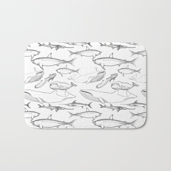 The deep Sea- Whale-Shark,Fish- Ocean Animals Bath Mat