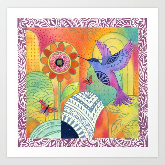 Indigo Hummingbird Art Print