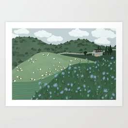 Countryside with Sheep Art Print