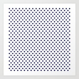 Cute Tiny Navy Blue Polka Dots Print Dotted Pattern Art Print