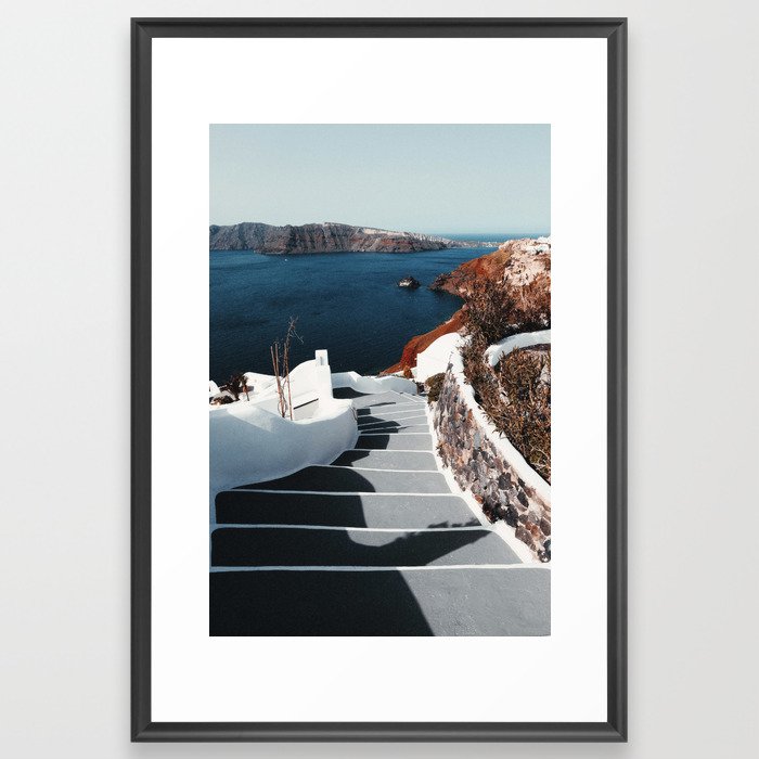 Santorini Steps Framed Art Print