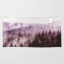 Why Don't We Disappear // Purple Fog Forest Home Beach Towel