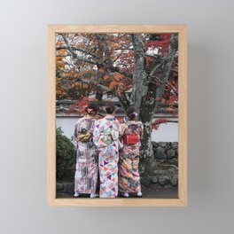 Kimono girls in the fall | Japan travel photography | Colorful art print Framed Mini Art Print