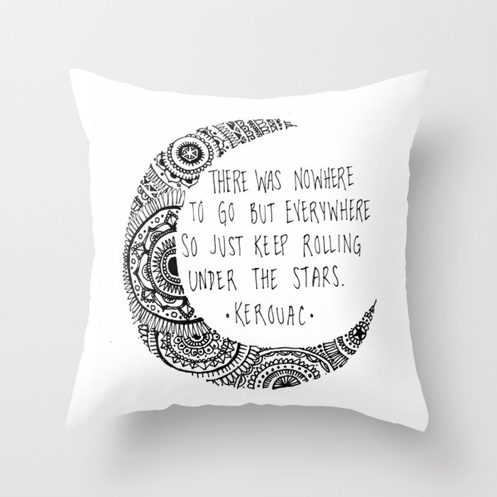 Kerouac Mandala Moon Throw Pillow