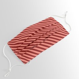 [ Thumbnail: Maroon & Salmon Colored Lined Pattern Face Mask ]