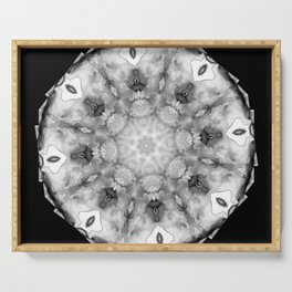 Black White And Gray Art - Crystal Light Mandala Serving Tray