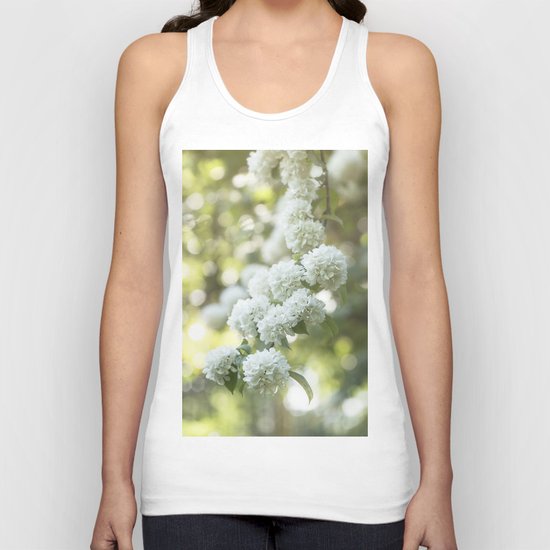 White Hydrangea at beautiful backlight- Flowers Floral Unisex Tank Top