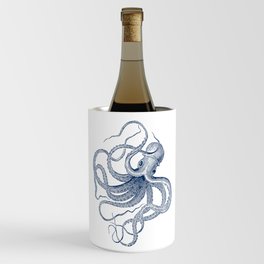 Blue nautical vintage octopus illustration Wine Chiller