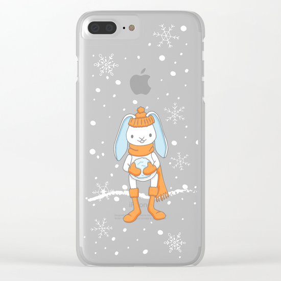 Bunny and Snowflakes_3 Clear iPhone Case