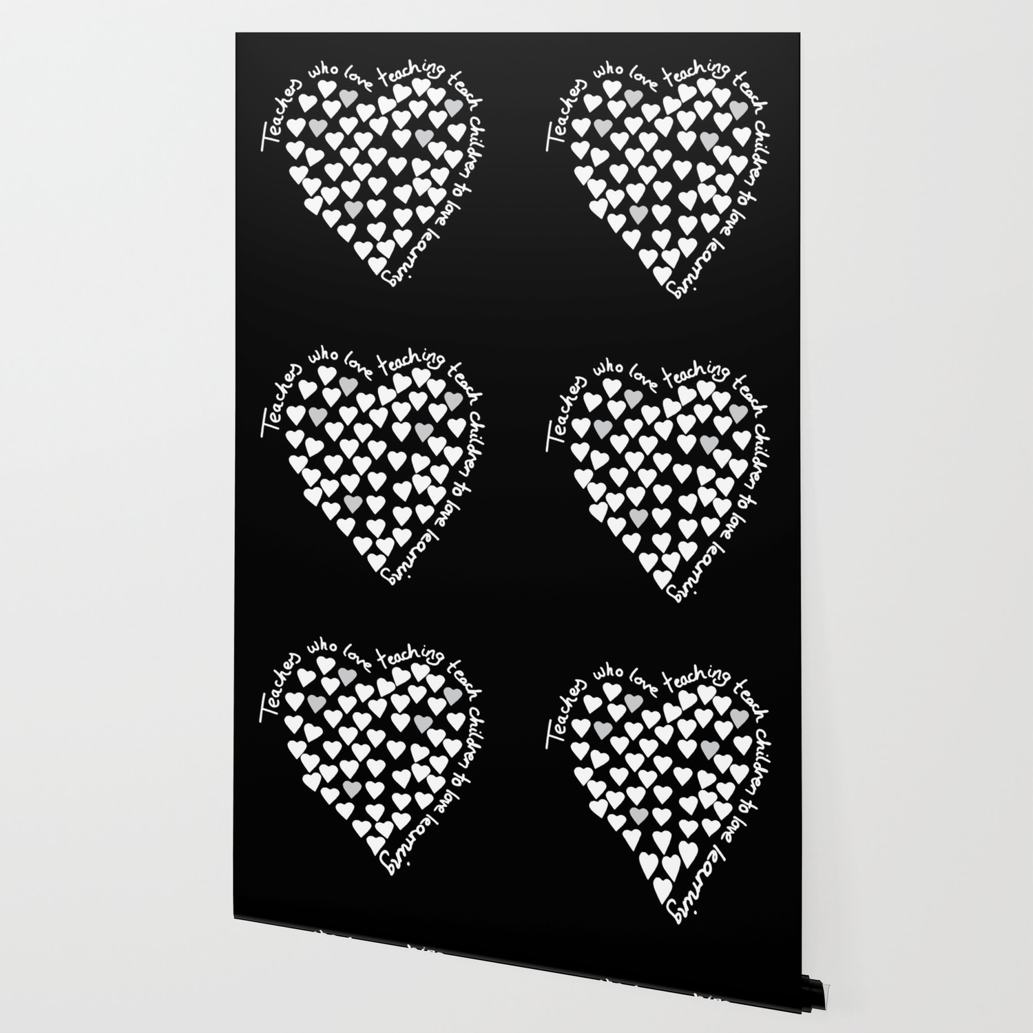 Hearts Heart Teacher White On Black Wallpaper By Projectm Society6