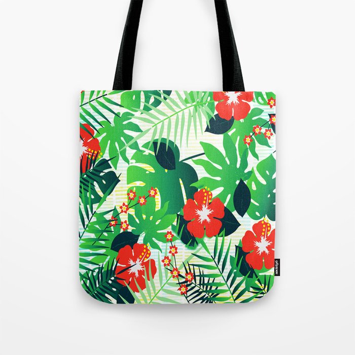 Tropical Floral Pattern - Aloha (Hawaiian) Shirt Pattern Tote Bag