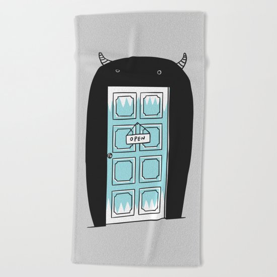 Monster door Beach Towel