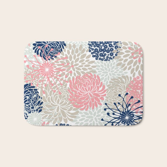 Floral Mixed Blooms, Blush Pink, Navy Blue, Gray, Beige ...