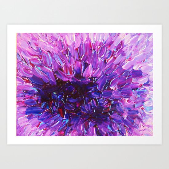 LOTUS BLOSSUM - Beautiful Purple Floral Abstract, Modern Decor in Eggplant Plum Lavender Lilac Art Print