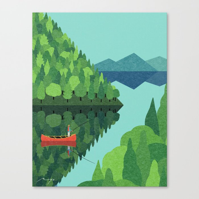 Fishing from a Canoe (2015) Canvas Print