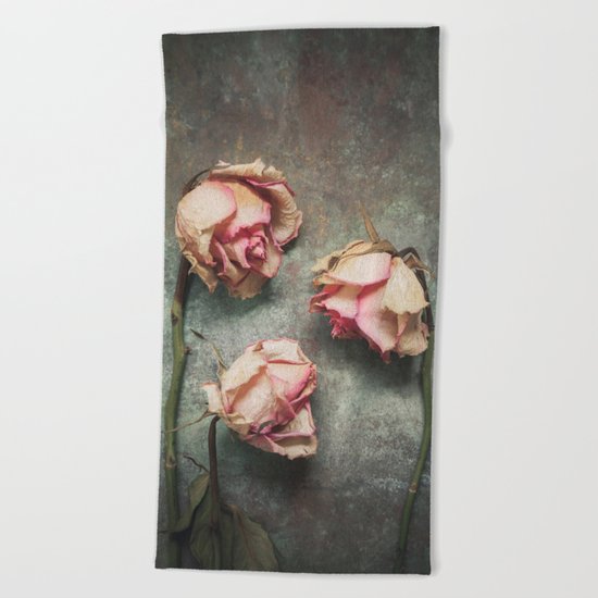 Vintage Roses Beach Towel