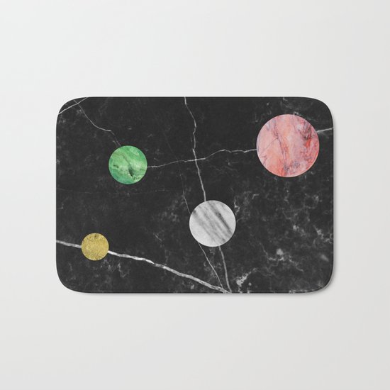 Black Marble with Polka Dots Bath Mat